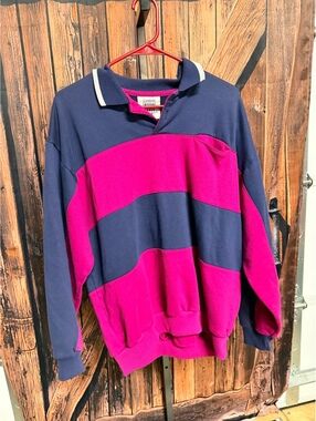 Vintage Claybrooke Striped Rugby Polo Sweatshirt